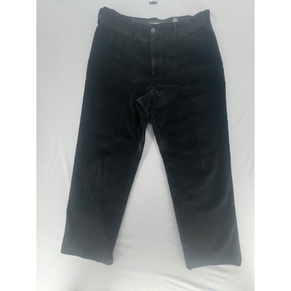 Eddie Bauer Mens Black Corduroy Pants Classic Fit 38x32 Cotton Straight Leg